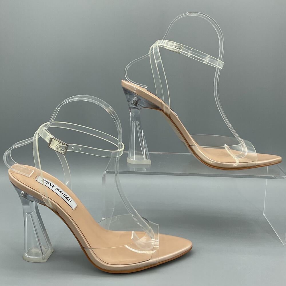 Steve Madden Clear PVC Strappy Sandals with Nude Insole
